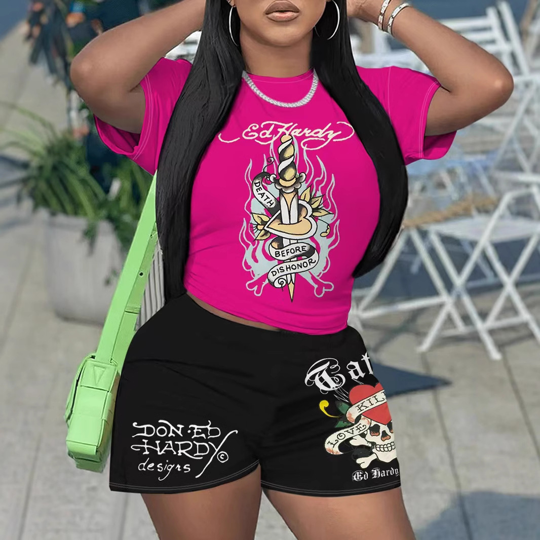 Crop Top Crochet - 女性用半袖ショートトップとショーツのセット,トレーニング用トラックスーツ,カジュアルショーツ,プリント,フィットネス,夏,2022