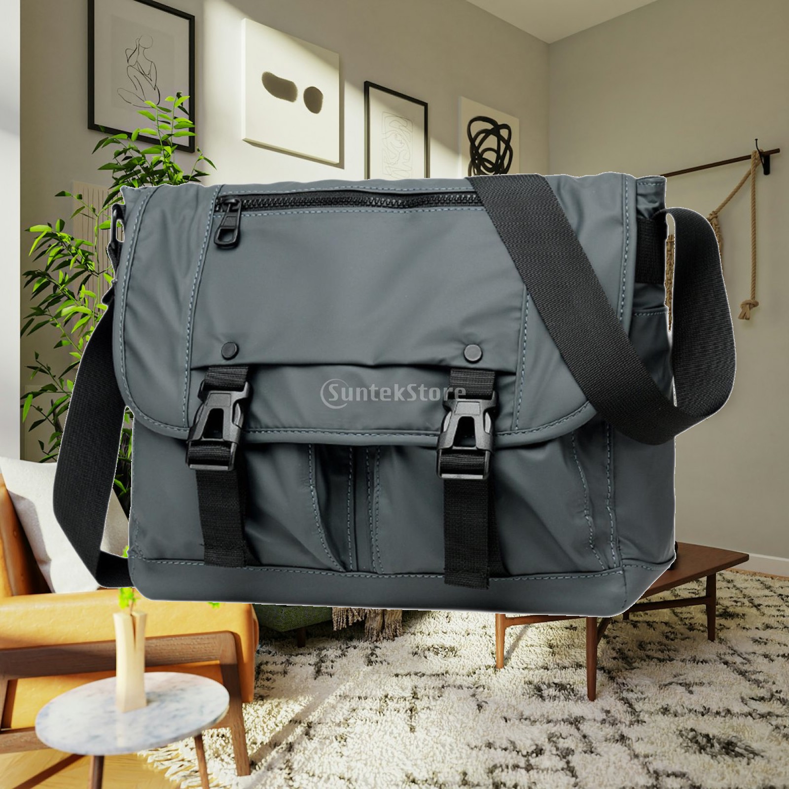 Tote Bag Beach - メッセンジャーバッグ 多層ポケット ナイロン製 軽量 トレンディ 調節可能なショルダーストラップ