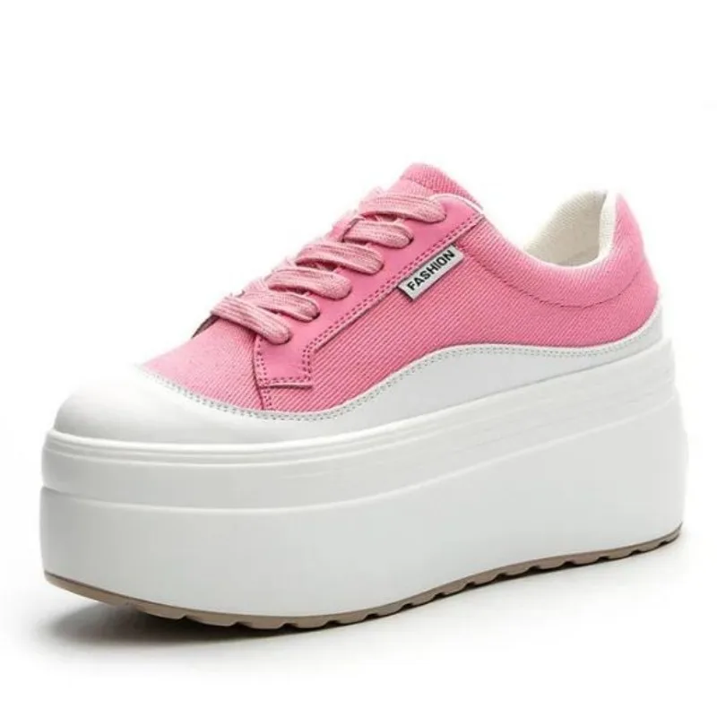 Wedge Espadrille Women - 女性用本革スニーカー,プラットフォームシューズ,隠しヒール,ピンクのウェッジ,さまざまな色,加硫,新しいファッション,8cm,夏