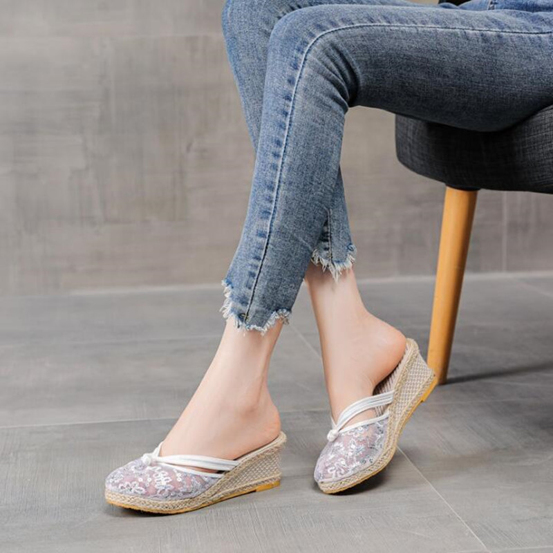 女性用エアメッシュウェッジスリッパ,ファッショナブルなスパン - Wedge Espadrille Women のレビューと価格