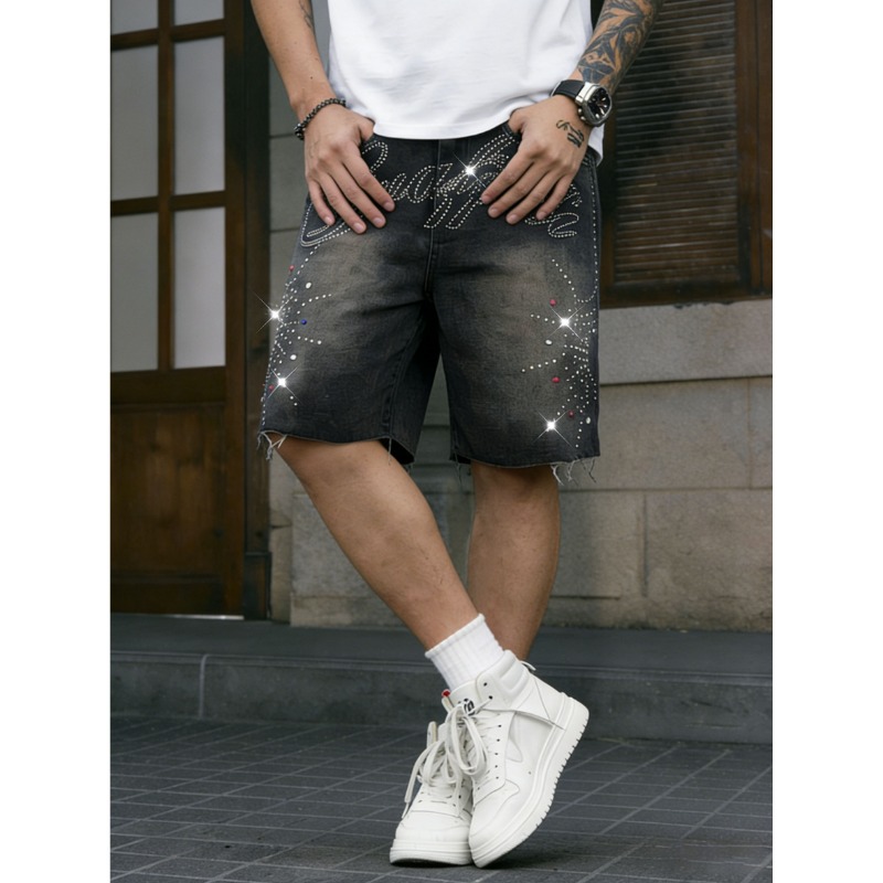 アメリカンストリートウェア メンズ ノンストレッチデニムショ - Shorts Denim Frayed のレビューと価格