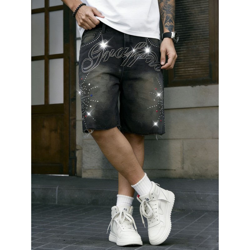 アメリカンストリートウェア メンズ ノンストレッチデニムショ - Shorts Denim Frayed のレビューと価格