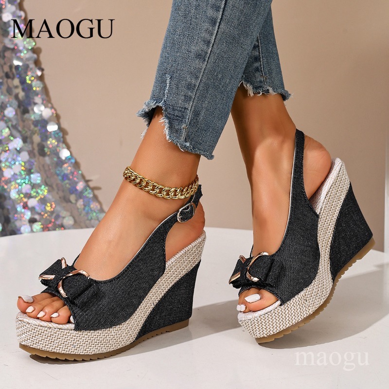 ピープトウボウノットスリングバックサンダル エスパドリーユプ - Wedge Espadrille Women のレビューと価格