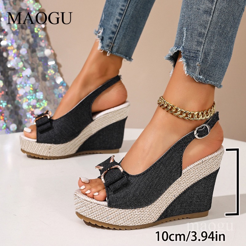 ピープトウボウノットスリングバックサンダル エスパドリーユプ - Wedge Espadrille Women のレビューと価格