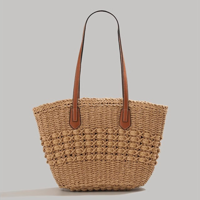 特大折りたたみ式ストロー製トートバッグ 夏の旅行用 防水ビー - Tote Bag Beach のレビューと価格