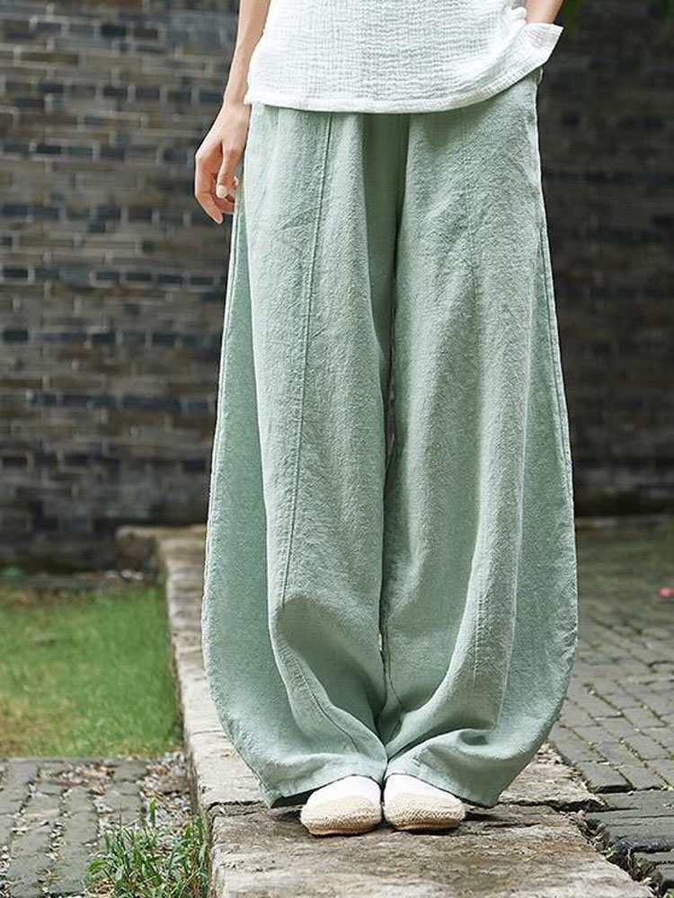 2024 コットンリネンブルマワイドレッグパンツ女性ヴィンテ - Linen Pant Wide のレビューと価格