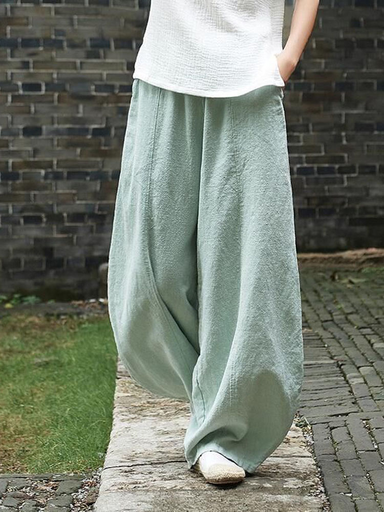 2024 コットンリネンブルマワイドレッグパンツ女性ヴィンテ - Linen Pant Wide のレビューと価格
