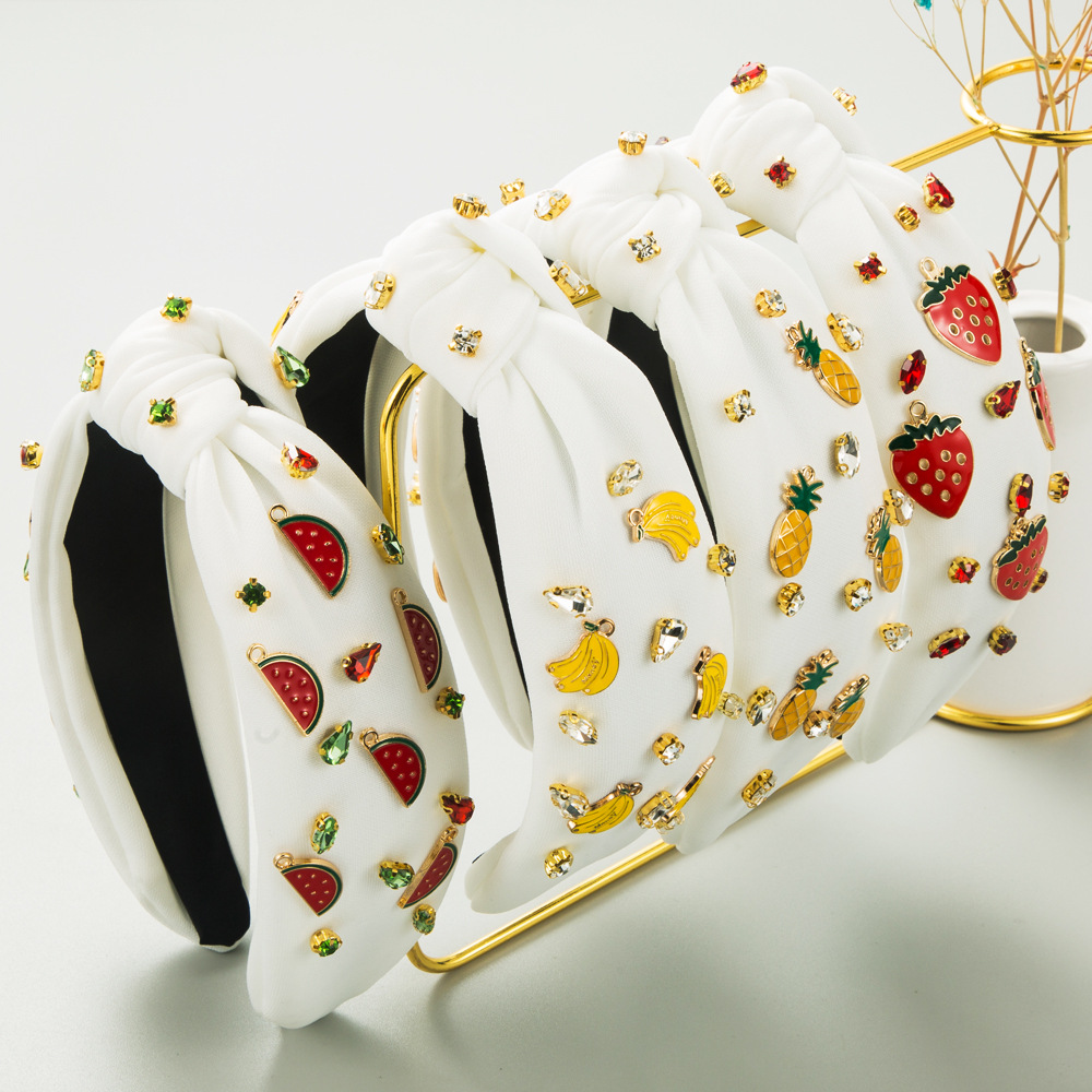 女性のヘアバンドフルーツヘッドバンド夏スイカイチゴヘッドバン - Headband Summer Knit のレビューと価格