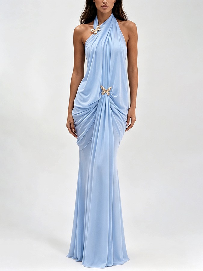 女性用エレガントオフショルダーホルターネックロングノースリー - Maxi Dress Halter のレビューと価格