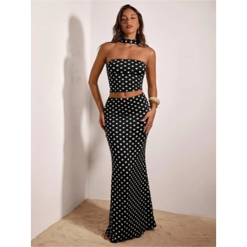 女性のレトロ Y2K 水玉模様のハイウエスト クロップトップ - Crop Top Crochet のレビューと価格