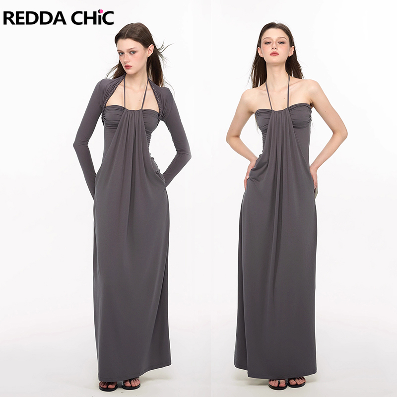 REDDACHiC エレガントな編み込みショールドレスセット - Maxi Dress Halter のレビューと価格