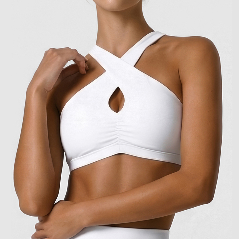 女性ソフトスポーツ下着無地高衝撃ジムヨガブラ通気性速乾フィッ - Crop Top Crochet のレビューと価格