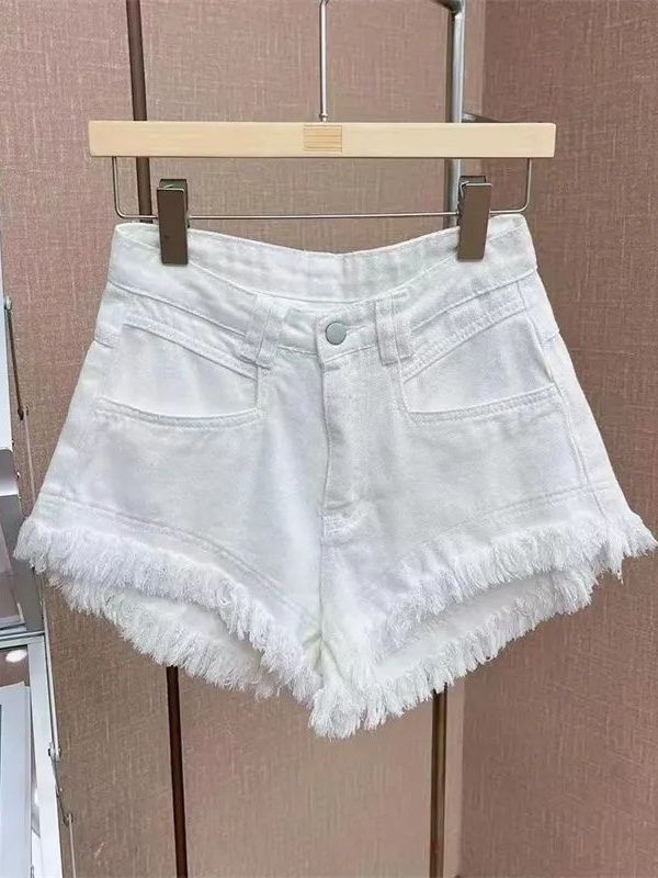 カジュアル韓国スタイルのフリンジヘムデニムショートパンツ女性 - Shorts Denim Frayed のレビューと価格