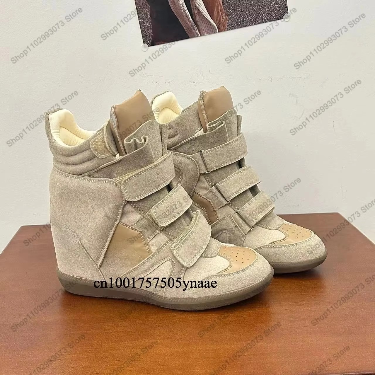 女性用隠しウェッジヒールハイカットスニーカー、スエードレザー - Wedge Espadrille Women のレビューと価格